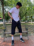 MMOPTOP寬松舒適運(yùn)動休閑七分褲子男士夏季高街印花直筒褲MKY01黑色L 曬單實(shí)拍圖