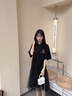 衣典零一（LEDIALYI）黑色襯衫連衣裙女裝夏季2025新款韓系學(xué)院風(fēng)小個(gè)子寬松衛(wèi)衣裙夏天 黑色 S （建議80-105斤） 曬單實(shí)拍圖