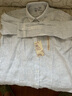 無印良品（MUJI）女式 漢麻水洗襯衫領(lǐng)長袖襯衫女士襯衣外套外衣 25年夏季女裝上衣 米白色條紋 S （155/80A） 曬單實(shí)拍圖