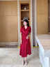 AEMAPE高檔輕奢真絲連衣裙女2025新款夏季流行紅色小個(gè)子氣質(zhì)桑蠶絲裙子 酒紅色 M 建議80-100斤 曬單實(shí)拍圖