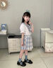 哈羅小黃鴨（G.DUCKKIDS）女童jk學院風套裝中大童夏裝蝴蝶結(jié)兒童星黛露時髦洋氣兩件套薄款 淺藍色餸包包 120 cm 曬單實拍圖