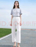 百圖betu女裝2025夏季新款牛仔闊腿褲高腰顯瘦純棉九分褲褲子2505X14 白色 M 曬單實(shí)拍圖