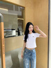 彪馬（PUMA）ROSE樸彩英同款修身BabyTee短袖T恤女T7運動上衣632925 白-02 S (155/80A) 曬單實拍圖