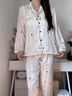 VENTION真絲帶胸墊睡衣女長袖長褲防凸點桑蠶絲家居服禮盒套裝送閨蜜 柔杏色【長袖長褲】 XL 【建議120-140斤】 曬單實拍圖