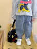 G.DUCKKIDS童裝女童牛仔褲春秋季兒童褲子中小童刺繡庫洛米長褲女寶寶闊腿褲 藍色春秋款 140碼建議130-140cm9-10歲 曬單實拍圖