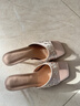 樂(lè )卡利名媛風(fēng)綢緞水鉆涼拖鞋女夏外穿配裙子方頭花瓣小貓跟涼鞋高跟鞋 香檳色 跟高約7cm左右 37 曬單實(shí)拍圖
