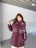 鴨鴨中長(zhǎng)款羽絨服女士2025年冬季新款潮流撞色連帽收腰顯瘦派克服外套 粉色 M 曬單實(shí)拍圖