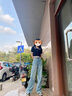 FSHE淺藍闊腿牛仔褲女2025年春夏秋季復(fù)古懷舊顯瘦直筒褲拖地長褲百搭 淺藍色長褲(單褲)身高158-164 S :建議88-97斤 曬單實拍圖