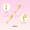 周六福（ZLF）七夕禮物  黃金耳釘女款足金簡(jiǎn)約星墜蝴蝶結(jié)耳飾送女友禮物 計(jì)價(jià) 一對(duì)-2.11g 曬單實(shí)拍圖