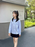 英氏（YEEHOO）兒童襯衫女童外套春秋純棉長袖上衣服條紋休閑中大童裝polo領(lǐng)開衫 學(xué)者織紋-藍(lán)條紋【100%棉】 150 cm【順豐包郵 · 極速達(dá)】 曬單實拍圖