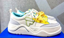 FILA FUSION斐樂潮牌女鞋滑板生活鞋2025夏新款50-50帆布鞋休閑鞋 奶白/精靈綠-GG 36.5 曬單實(shí)拍圖