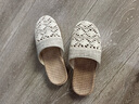 開(kāi)妮特日系居家亞麻拖鞋男女士鏤空室內防滑軟底家居包頭家用厚底涼拖鞋 米白/麻底 35-36 【24cm】 曬單實(shí)拍圖