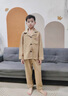 G.DUCKKIDS男童睡衣春秋冬款中大兒童三層空氣夾棉家居服套裝加厚男孩冬季潮 咖色 cm 140 曬單實(shí)拍圖