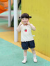 幼歌（YOUGE）夏季親膚透氣水果短袖T恤寬松卡通褲子時(shí)尚寶寶套裝 米白 上衣 100 cm 曬單實(shí)拍圖