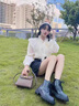 卡帝樂鱷魚（CARTELO）馬丁靴女2025秋冬新款真皮系帶單靴英倫風厚底加絨短靴機車靴子 6孔黑色【單里】 37 曬單實拍圖