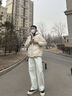 LEEREDPOI連帽羽絨服男2025冬季百搭保暖外套男美式休閑寬松可脫卸袖上衣服 米白色 XL （136-155） 曬單實(shí)拍圖