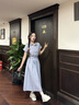 予瑾日系學(xué)院風(fēng)收腰顯瘦條紋連衣裙女學(xué)生氣質(zhì)百搭POLO領(lǐng)短袖襯衫裙子 藍(lán)色 XL 曬單實(shí)拍圖