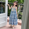 迪士尼（Disney）童裝女童連衣裙夏季新款兒童衣服貝殼串珠蕾絲花邊暈染吊帶裙夏天 藍色 120 建議5~6歲（110-120cm） 曬單實拍圖