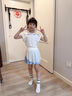 優(yōu)優(yōu)1點（Yoyo one）女童網(wǎng)球服套裝夏季2025新款兒童運動速干裙子大童涼感短袖polo衫 6125藍色+19027白色 130 130cm 曬單實拍圖