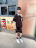 G.DUCKKIDS男童夏裝套裝2025新款兒童休閑洋氣中大童短袖男孩酷帥運(yùn)動兩件套 黑色套裝 160 cm 曬單實(shí)拍圖