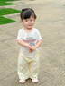 巴帝巴帝夏季嬰幼兒童t恤女童寶寶短袖花邊高端洋氣 米白 立體字母 90 曬單實拍圖