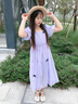 皮爾卡丹（pierre cardin）女大童夏裝連衣裙2025新款少女學生公主長裙子女孩雪紡沙灘裙夏季 紫色 170 【建議咨詢客服再定尺碼】 曬單實拍圖