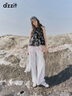 DZZIT地素牛仔褲2025夏季新款波嬉風(fēng)串珠腰鏈裝飾闊腿褲子女3J2R8101B 白色 S 曬單實拍圖