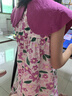 ASK JUNIOR滿印花朵公主裙女童夏時髦蝴蝶結領時尚潮流兒童裙子 玫紅  150  曬單實拍圖