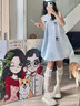 多菲尼森 藍色無(wú)袖背心連衣裙女2025夏季甜美少女感減齡小個(gè)子花苞短裙 無(wú)袖背心連衣裙淺藍色 M 【100-120斤】 曬單實(shí)拍圖