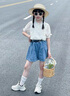 G.DUCKKIDS小黃鴨童裝女童夏裝套裝2025新款兒童衣服女孩娃娃衫上衣牛仔短褲 兩件套腰帶 160 建議150-160cm12-13歲 曬單實(shí)拍圖