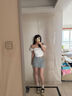 CLIMAX VISION十字架緊身彈力短款短袖T恤女美式辣妹露腰顯瘦運動半袖體恤 小麥色 M 曬單實拍圖