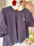 闊色（kuose）紫色立體刺繡花苞短袖T恤女2025夏季新款圓領(lǐng)寬松正肩上衣 紫色 S 曬單實拍圖