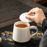 八千行羊脂玉瓷泡茶杯陶瓷杯帶蓋接待會(huì)議室茶杯辦公室馬克杯白瓷水杯子 曬單實(shí)拍圖