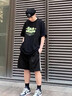 杉努短褲男士夏季冰絲運(yùn)動(dòng)潮牌大碼五分褲衩子潮流休閑男生美式籃球褲 黑色 XL 曬單實(shí)拍圖