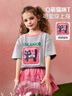 ASK JUNIOR兒童短袖T恤2025夏季透氣女童正肩可愛印花半袖體恤 灰色 150 曬單實(shí)拍圖