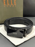 ELLE HOMME男士皮帶男腰帶真皮自動(dòng)扣頭層牛皮商務(wù)褲帶高生日情人節禮物送男 【專(zhuān)柜禮盒】902020-百搭槍色 110cm ~140加長(cháng)隨機（可修剪） 曬單實(shí)拍圖