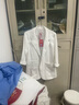 皮爾卡丹（pierre cardin）夏季薄款女裝七分袖小西裝外套韓版修身冰絲棉休閑防曬上衣女 白色 5XL建議150-165斤 曬單實(shí)拍圖