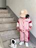G.DUCKKIDS童裝女童春裝套裝兒童衣服女孩春秋季亮片兔子棒球服外套女 粉色【紅袖亮片兔子款】 110 尺碼4~5歲【100-110cm】 曬單實拍圖