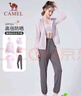 駱駝（CAMEL）運(yùn)動(dòng)套裝女防曬跑步瑜伽服五件套 Y23BA0L6058 雪柔紫/煙霧紫 M 曬單實(shí)拍圖