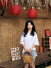 班尼路（Baleno）純棉T恤女夏季2025新款設(shè)計感寬松圓領(lǐng)短袖女款時尚百搭體恤上衣 曬單實拍圖