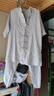 夏季短袖太極服棉麻武術(shù)練功服男功夫服亞麻中袖太極拳服表演服裝 淺灰 上衣+褲子一套 XXL 曬單實(shí)拍圖