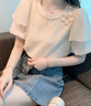 AEMAPE短袖t恤女2025夏圓領(lǐng)泡泡袖蕾絲T恤設(shè)計感小眾法式減齡洋氣上衣女 米白色 M 建議 90-100 斤 曬單實拍圖