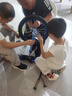 永彩獨輪車(chē)兒童高端彩圈獨輪車(chē)自行車(chē)獨輪雜技車(chē) 藍色彩圈18寸+停車(chē)架+打氣筒 曬單實(shí)拍圖