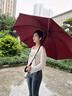 愛上雨超大號(hào)雙層自動(dòng)雨傘德國(guó)品質(zhì)長(zhǎng)柄雨傘加固加厚結(jié)實(shí)抗風(fēng)直桿傘男士 雙層120CM加厚防漏-酒紅色 曬單實(shí)拍圖
