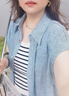 百圖betu女裝2025夏季新款襯衫松弛感天絲麻文藝范高級感短袖2505T78 藍色 S 曬單實拍圖