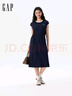 GAP女裝2025夏季新款刺繡logo抽繩收腰中長棉質(zhì)無袖連衣裙764900 曬單實(shí)拍圖