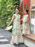 G.DUCKKIDS小黃鴨童裝親子裝母女裝兒童漢服女童旗袍裙套裝新中式母女連衣裙 綠色兩件套 110 尺碼4~5歲【100-110cm】cm 曬單實(shí)拍圖
