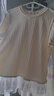 闊色（kuose）藍色針織T恤拼接蕾絲花邊下擺女2025夏季新款杏色蝴蝶結上衣 杏色 M 曬單實(shí)拍圖