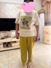 俞兆林中老年女40-50歲復(fù)古棉麻短袖T恤套裝女亞麻寬松休閑兩件套媽媽裝 麻本上衣+芥末黃褲 均碼 L（100-110斤）） 曬單實拍圖
