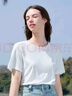 百圖betu女裝2025夏季新款T恤圓領(lǐng)高檔桑蠶絲百搭短袖上衣女2503T15 白色 M 曬單實拍圖